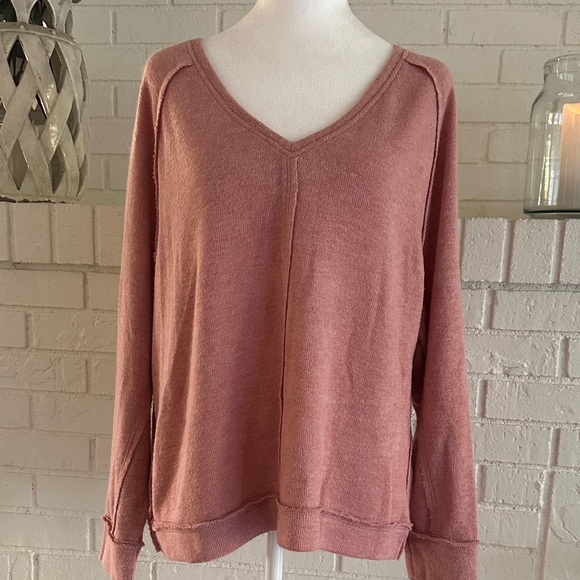 a.n.a Women's V-Neck Sweater - Rose / Peach Color - Picture 2 of 12